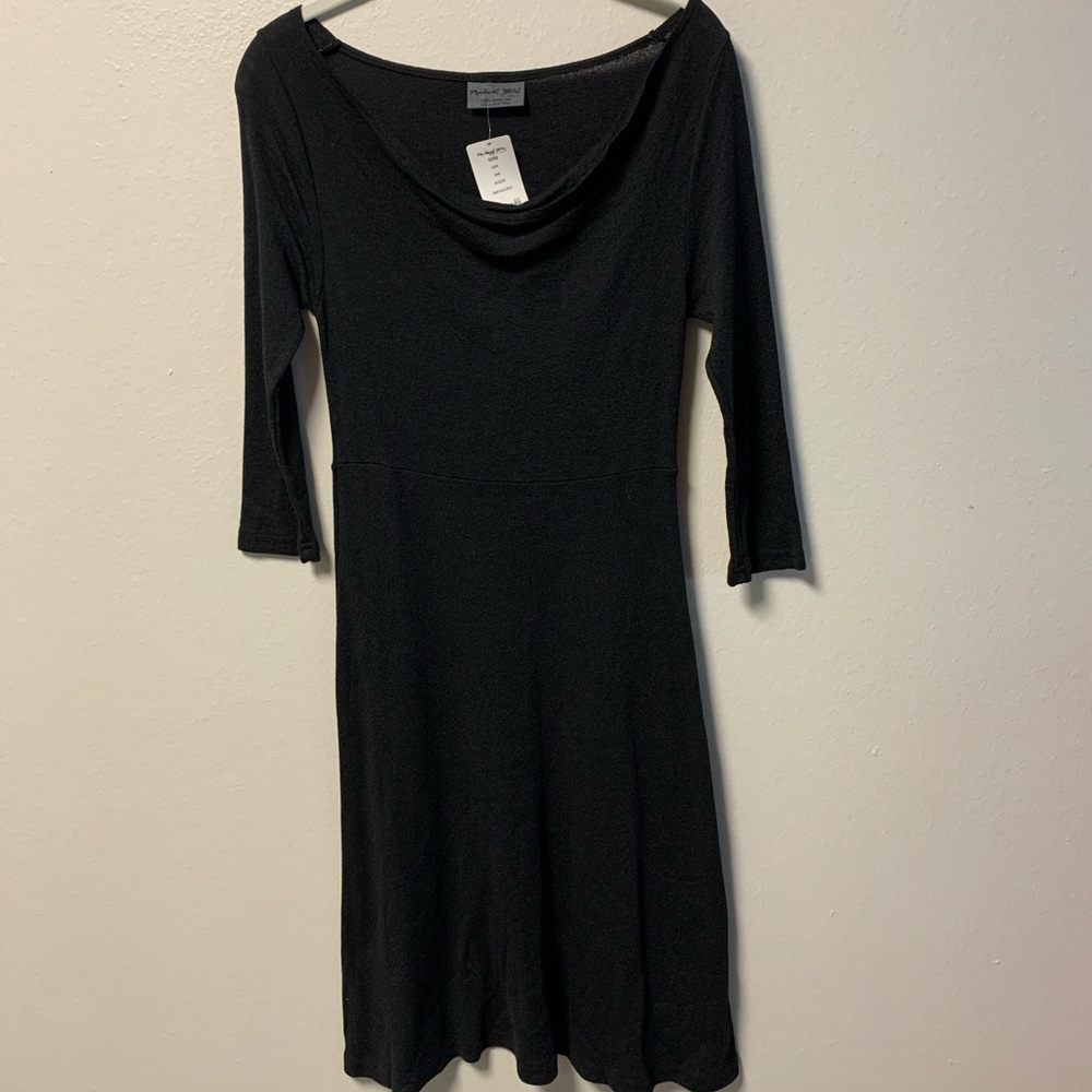 Black Drape Neck Dress
